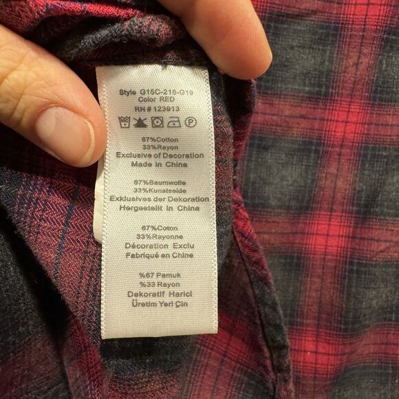 Jachs Girlfriend Snap Up Flannel Black & Red Buffalo Plaid Womens sz Small - Picture 6 of 8